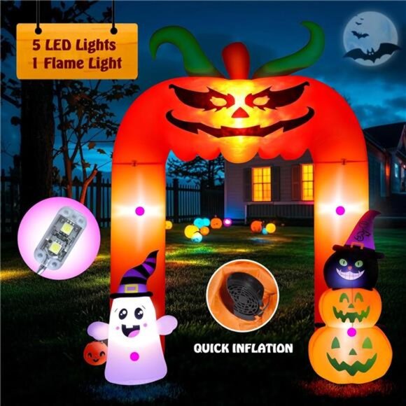 New 11 FT(H) x 8.5 FT(L) Giant Halloween Inflatables Archway, Halloween - Picture 6 of 8